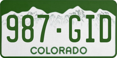 CO license plate 987GID