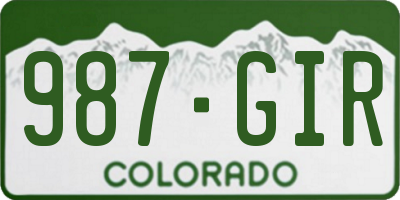 CO license plate 987GIR
