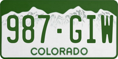 CO license plate 987GIW