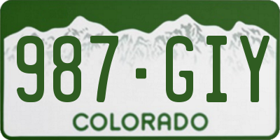CO license plate 987GIY