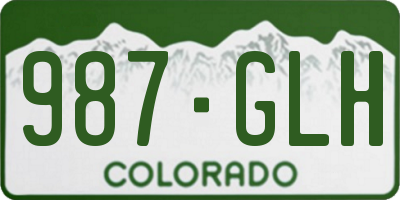CO license plate 987GLH
