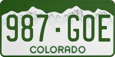 CO license plate 987GOE