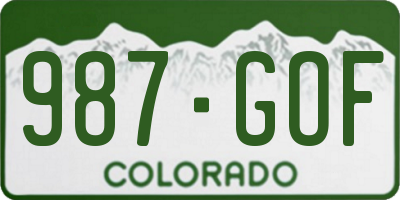 CO license plate 987GOF