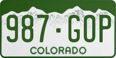 CO license plate 987GOP