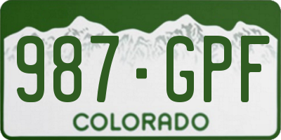 CO license plate 987GPF