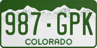 CO license plate 987GPK