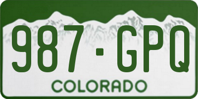 CO license plate 987GPQ