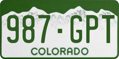CO license plate 987GPT
