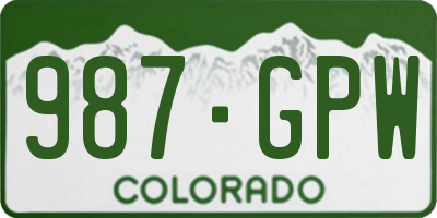 CO license plate 987GPW