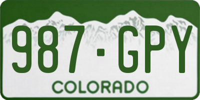 CO license plate 987GPY