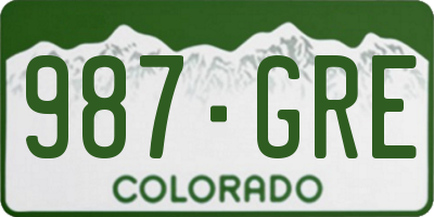 CO license plate 987GRE