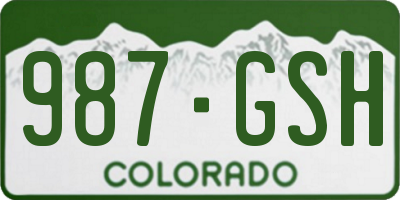 CO license plate 987GSH