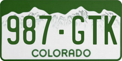 CO license plate 987GTK
