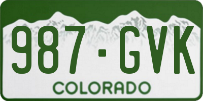 CO license plate 987GVK