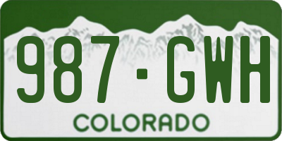 CO license plate 987GWH