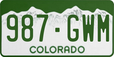 CO license plate 987GWM