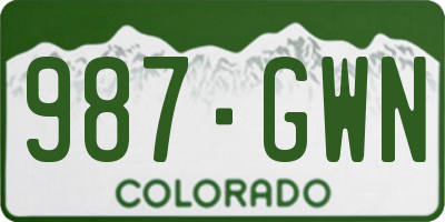 CO license plate 987GWN