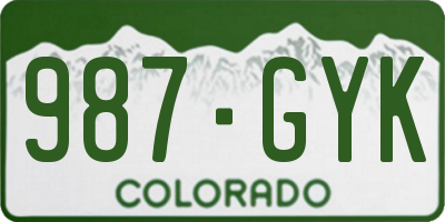 CO license plate 987GYK