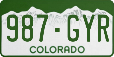 CO license plate 987GYR