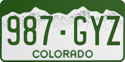 CO license plate 987GYZ