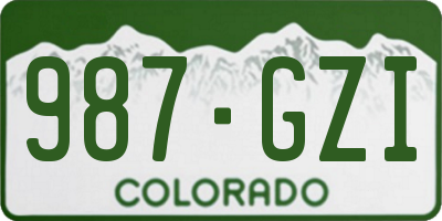 CO license plate 987GZI