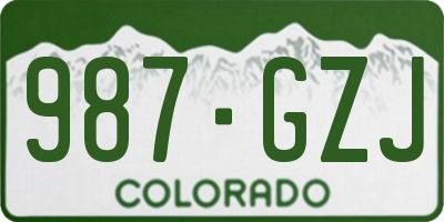 CO license plate 987GZJ