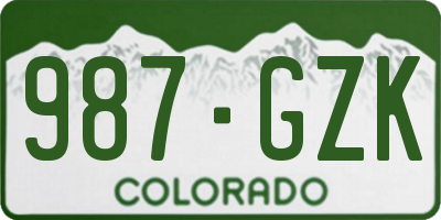 CO license plate 987GZK