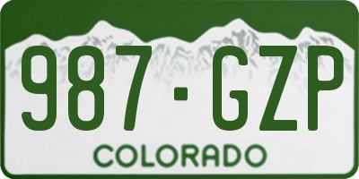 CO license plate 987GZP