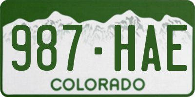 CO license plate 987HAE
