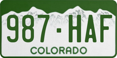 CO license plate 987HAF