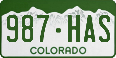 CO license plate 987HAS