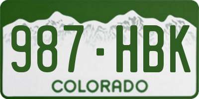 CO license plate 987HBK
