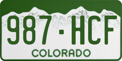 CO license plate 987HCF