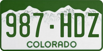 CO license plate 987HDZ