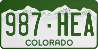 CO license plate 987HEA