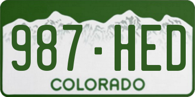 CO license plate 987HED