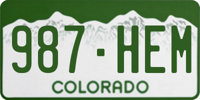 CO license plate 987HEM