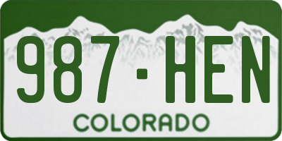 CO license plate 987HEN