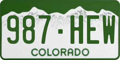 CO license plate 987HEW