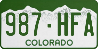 CO license plate 987HFA