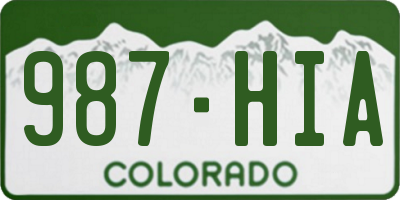CO license plate 987HIA