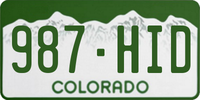 CO license plate 987HID