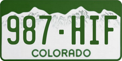 CO license plate 987HIF