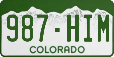 CO license plate 987HIM