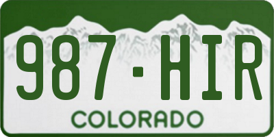 CO license plate 987HIR