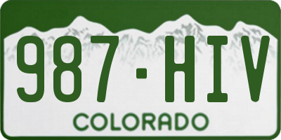 CO license plate 987HIV