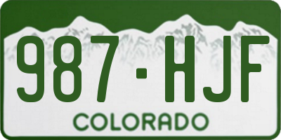 CO license plate 987HJF