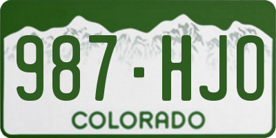CO license plate 987HJO
