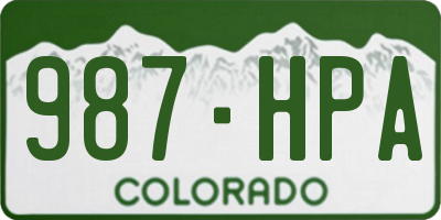 CO license plate 987HPA