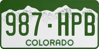 CO license plate 987HPB